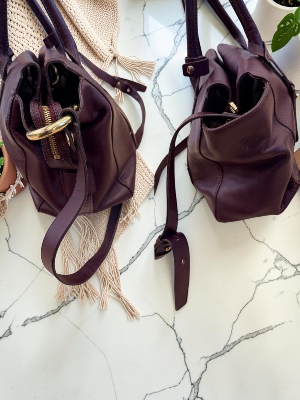 J. Crew NWT Harper Satchel Bag Oxblood Burgundy Top Handle Italian Leather - Picture 6 of 12